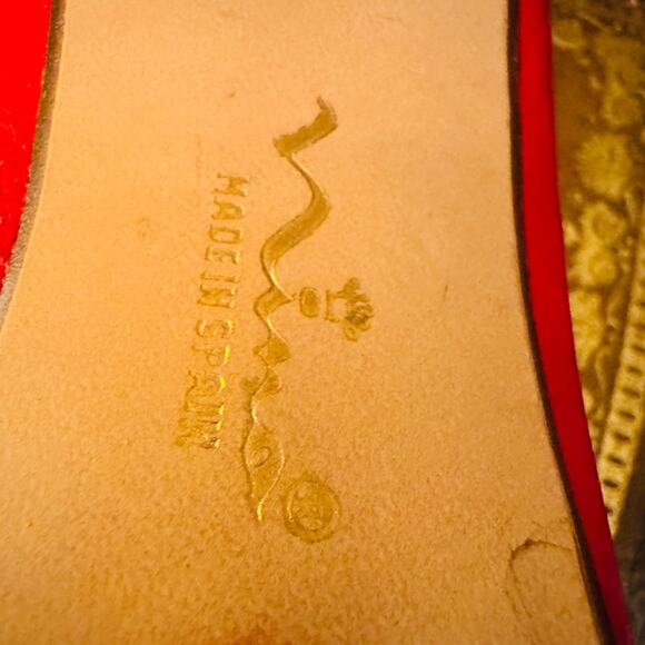 NINA Vintage Womens Red All Leather Peep Toe Heel Pumps Size 8 Made in Spain - Picture 10 of 12